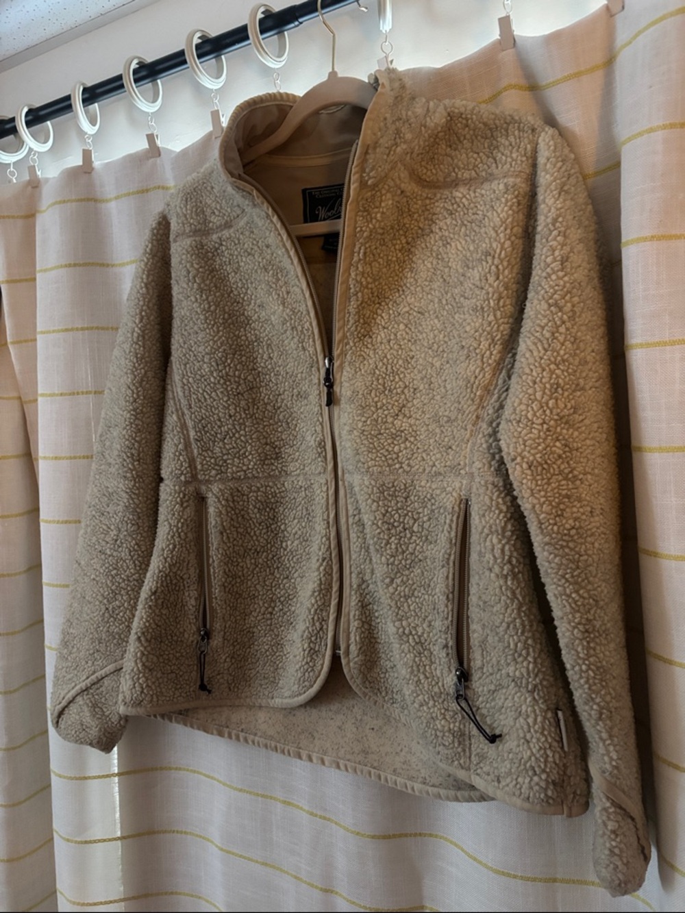 Woolrich Beige Cream Sherpa Zip Jacket